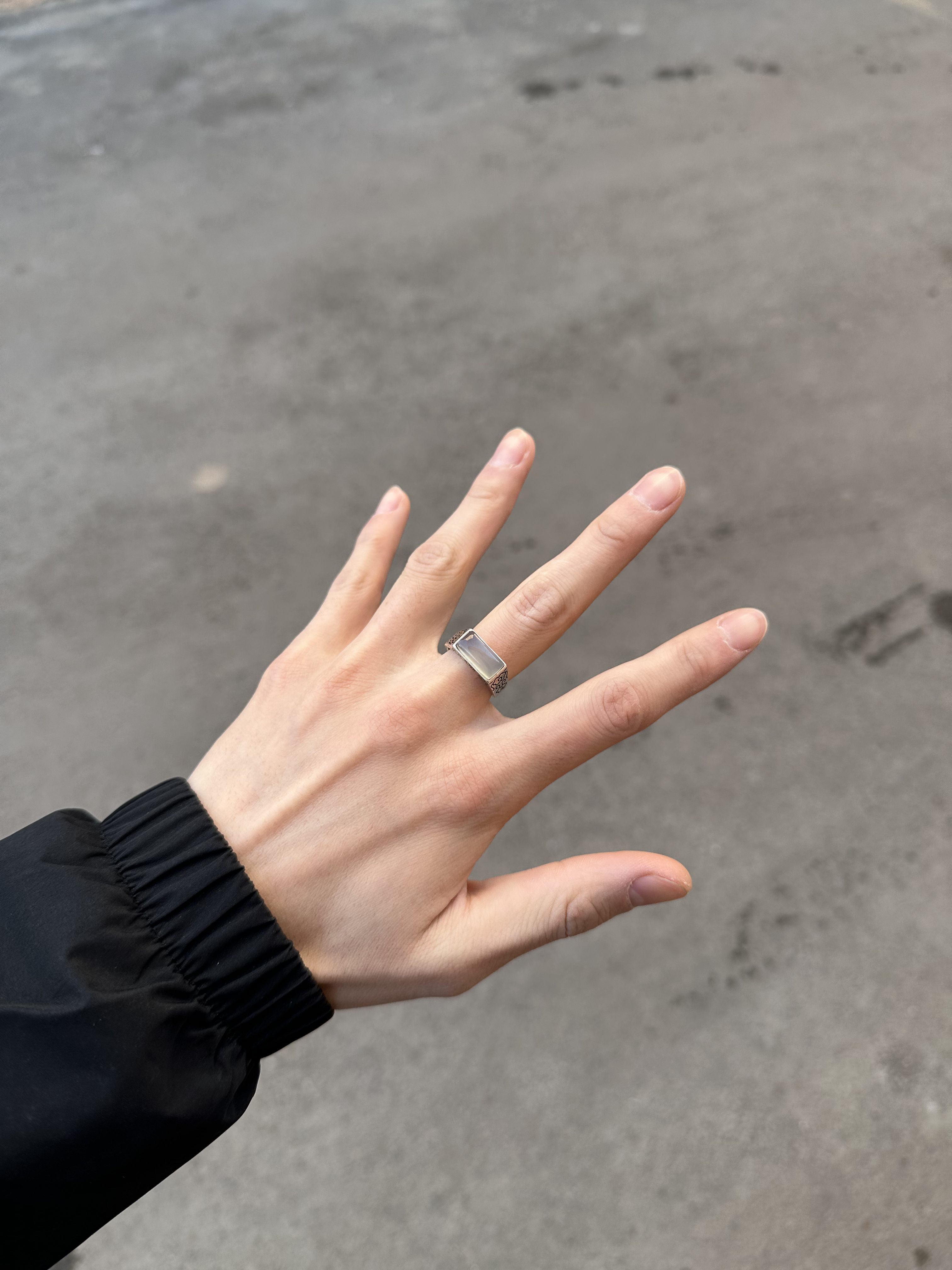 岫玉冰料戒指s925银镶嵌不退不换