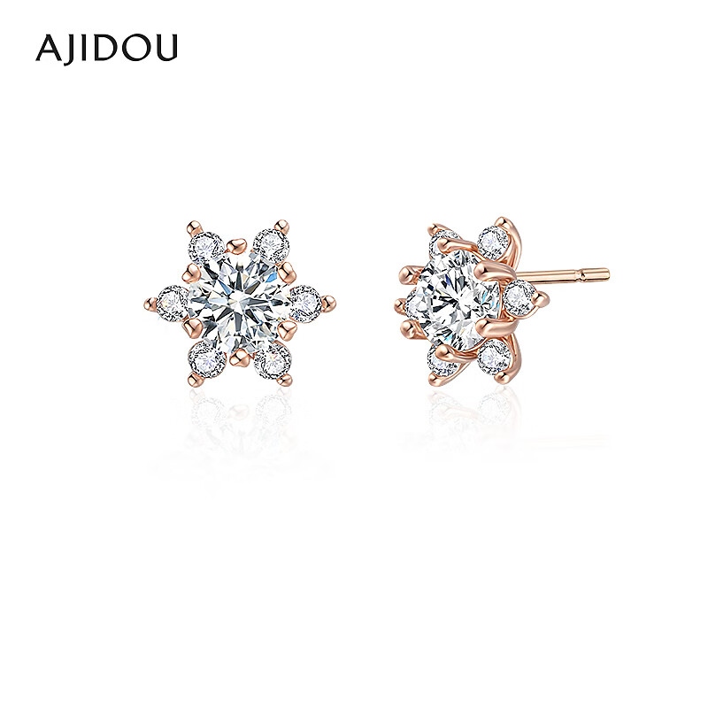 铜合金合成锆石耳饰 AJIDOU阿吉豆【冰晶雪花】时尚优雅耳钉【YFX】