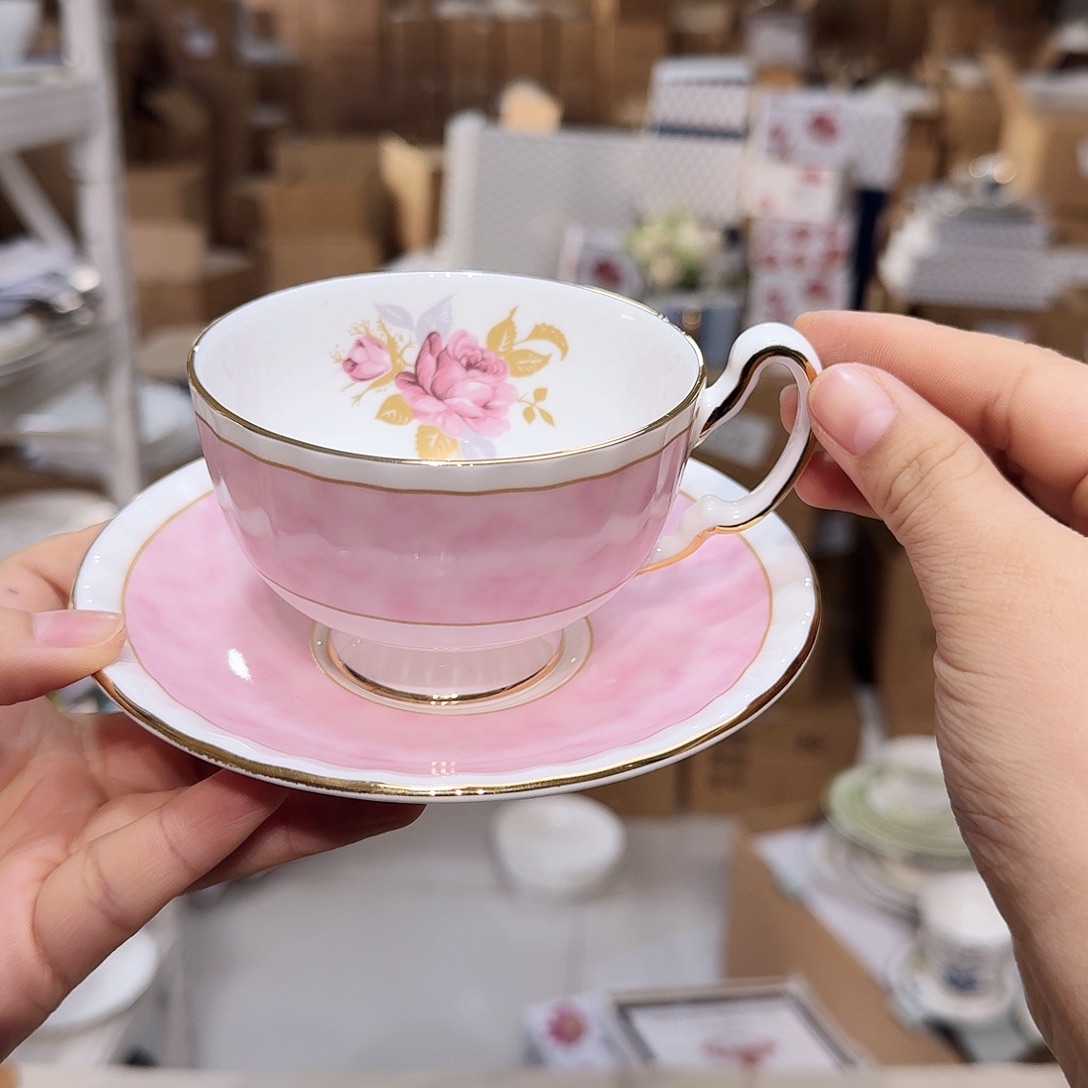 骨瓷高骨骨瓷咖啡杯碟一套220ml外贸骨瓷