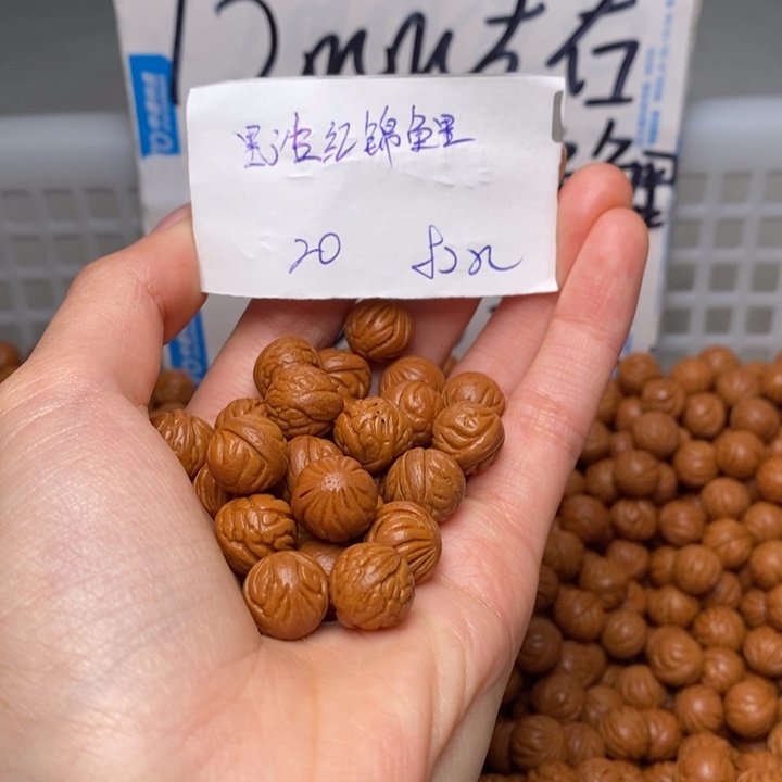 笑***V手串桃核12mm左右野生红锦鲤18+2颗（穿好）