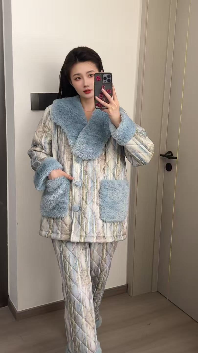 常规款女冬季长裤睡衣家居服套装女士休闲甜美保暖