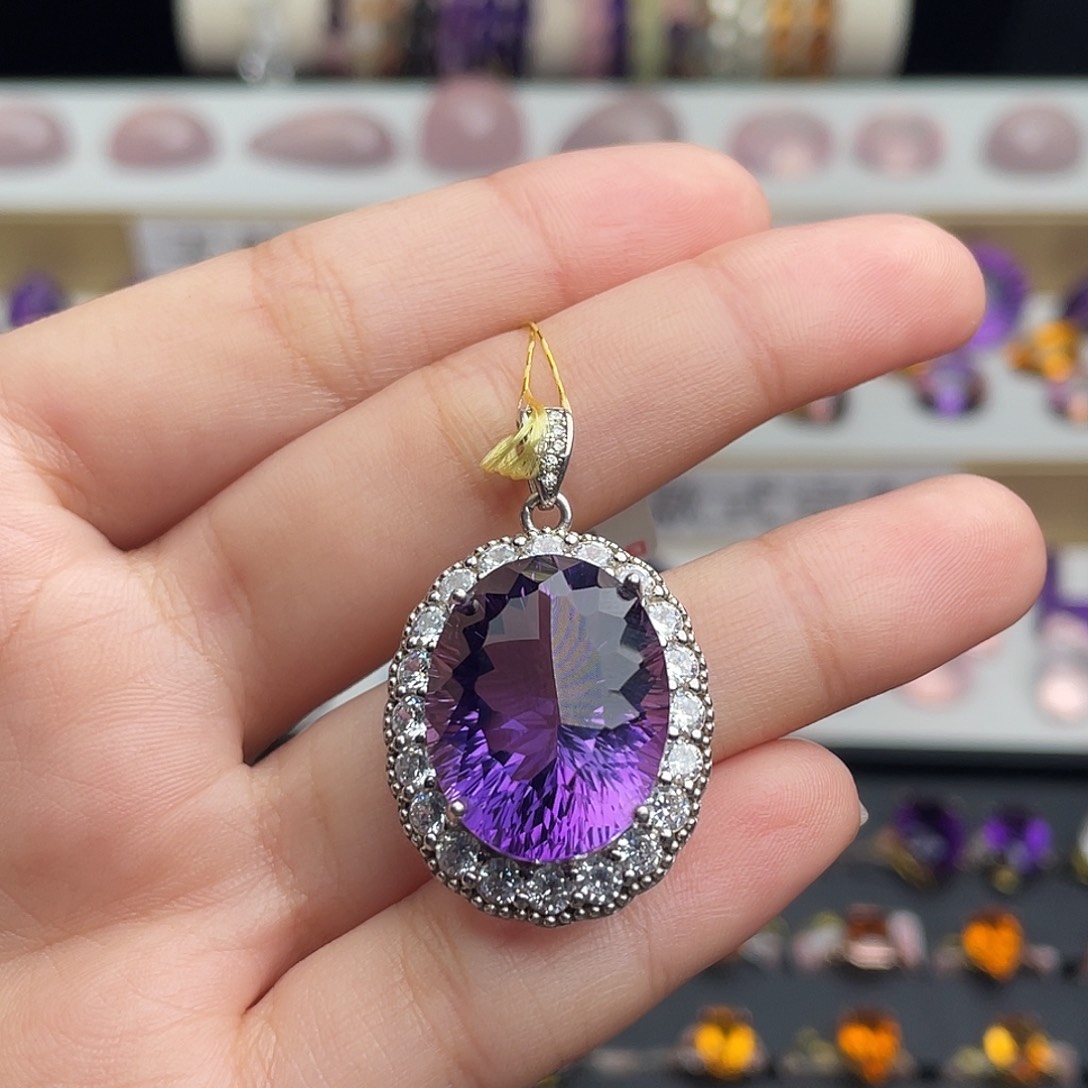 银S925镶嵌珠宝半成品水晶天然保真