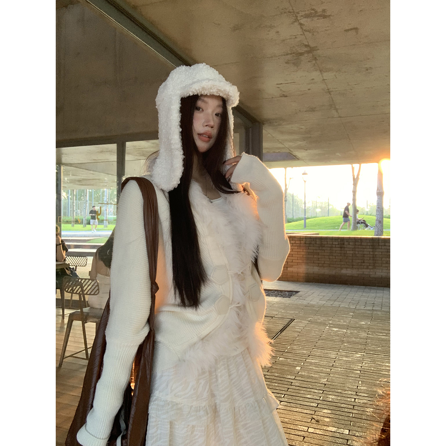 【HRG】新款秋冬保暖毛外套女温柔白色秋季针织衫DJ1584