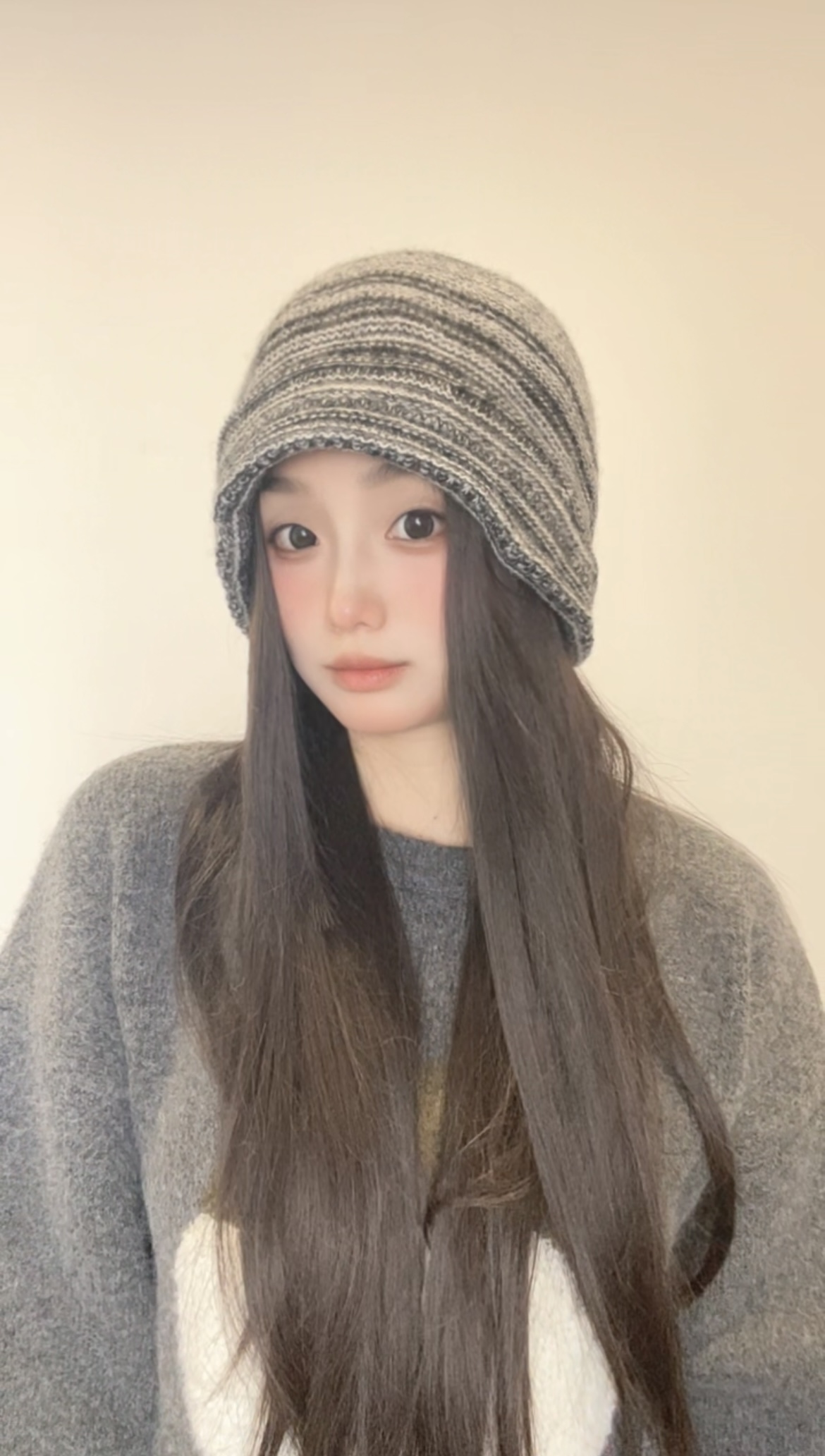 百搭款式卷檐包头冷帽针织羊毛帽秋冬单层针织冬天褶皱