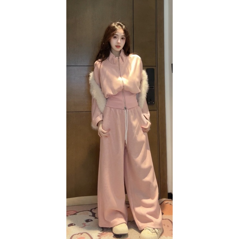 【XIAOBAWANG】时尚设计感小众连体洋气休闲运动套装短款M