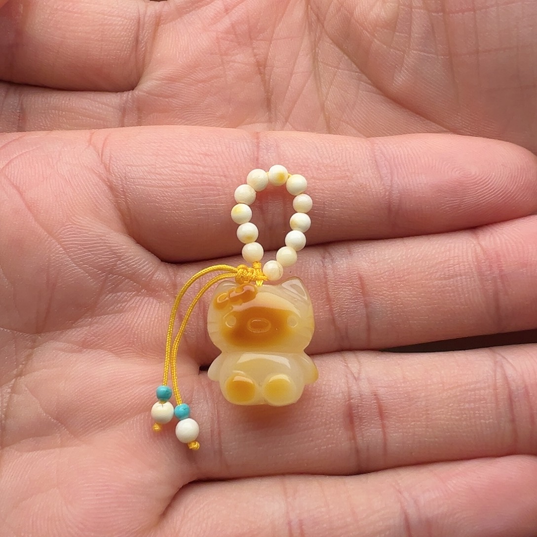 蜜蜡未镶嵌颈饰Kt猫提溜吊坠