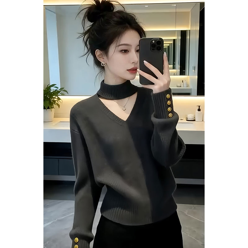 【珍妮日记】2026秋冬新款轻熟风镂空毛衣女士设计感小众毛衣