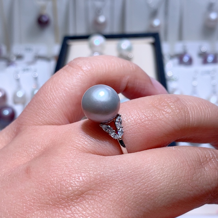 戒指银S925镶嵌淡水珍珠CC