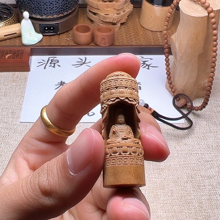 檀香木手串/手链圆雕镂空 观音