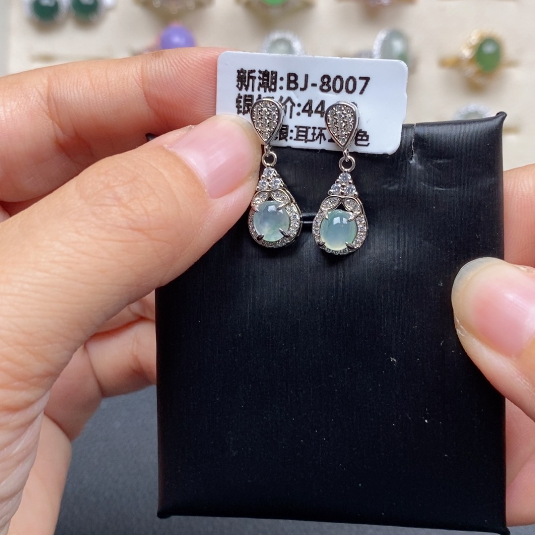 翡翠戒指银S925镶嵌戒指