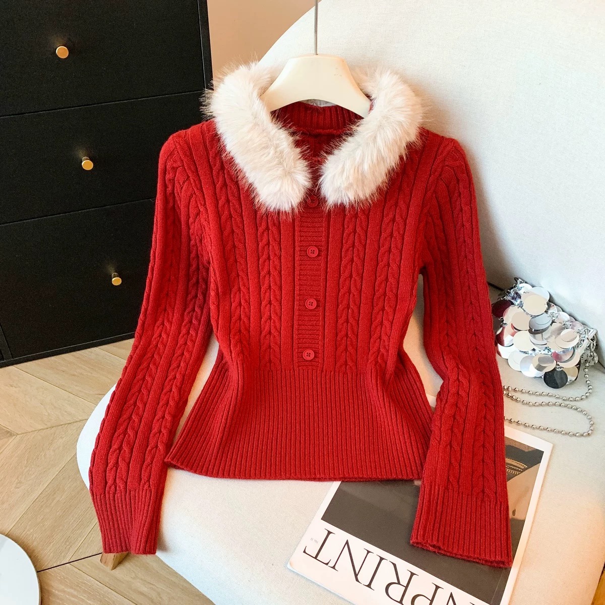 【秀宝女装】慵懒风软糯百搭针织毛衣XB3627