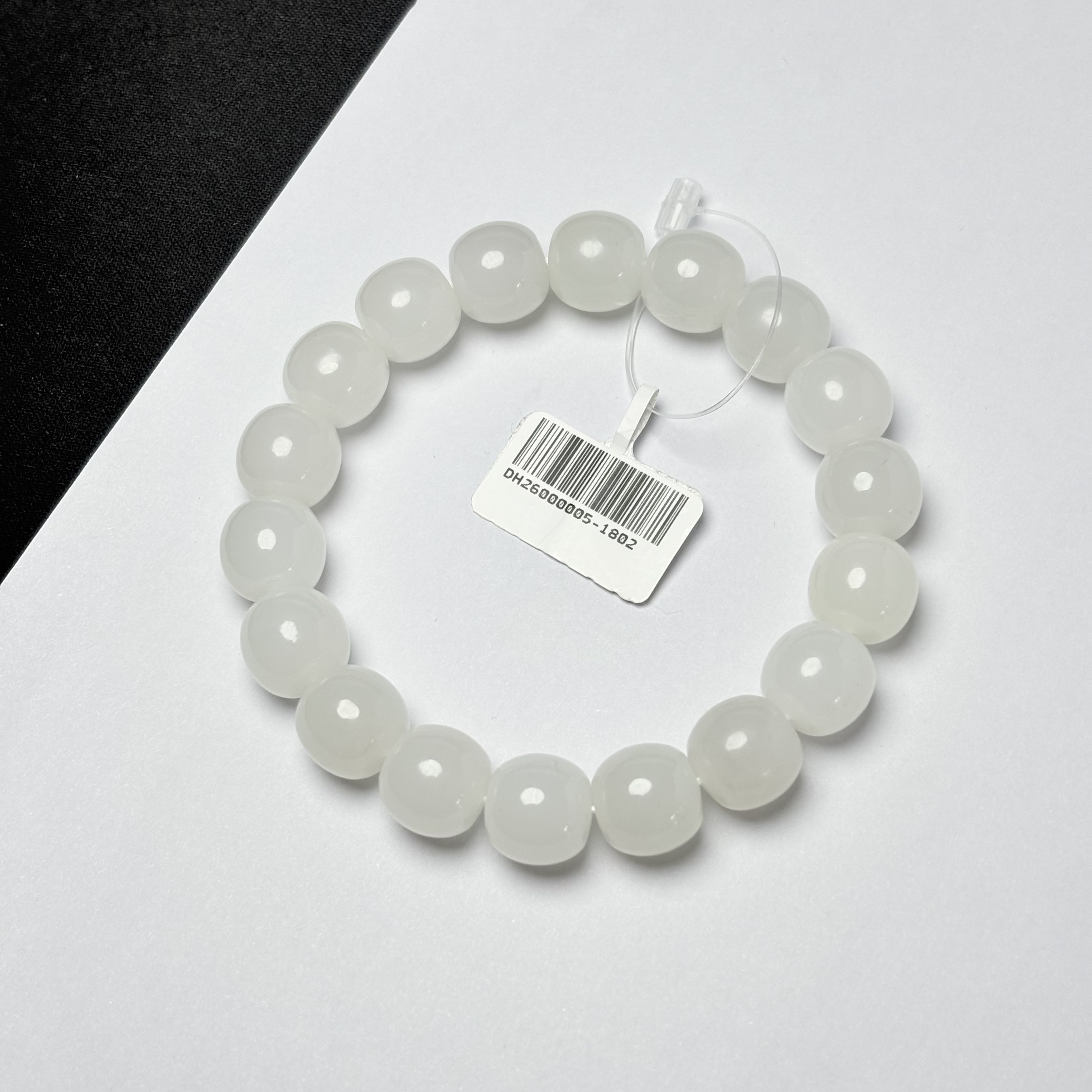 【吉玉0005-1802】新疆和田玉白玉老型手串11.5x12mm
