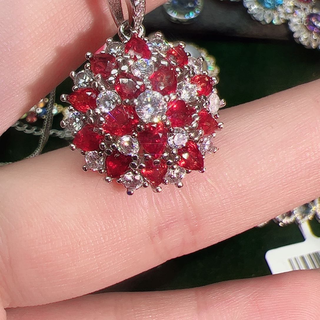 蓝宝石吊坠银S925镶嵌