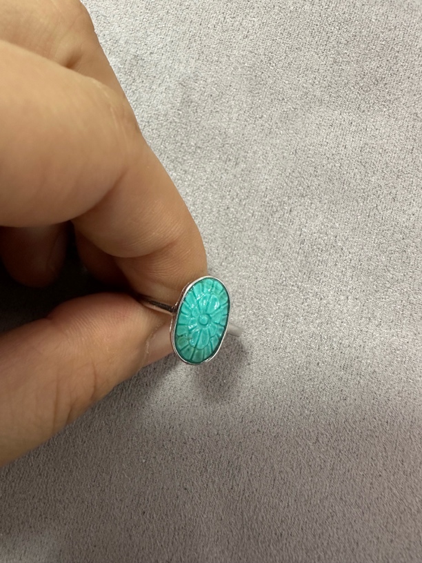 原矿绿松石格桑花戒指