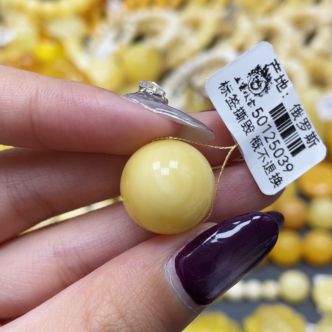 琥珀未镶嵌裸石16.5mm浓蜡圆珠
