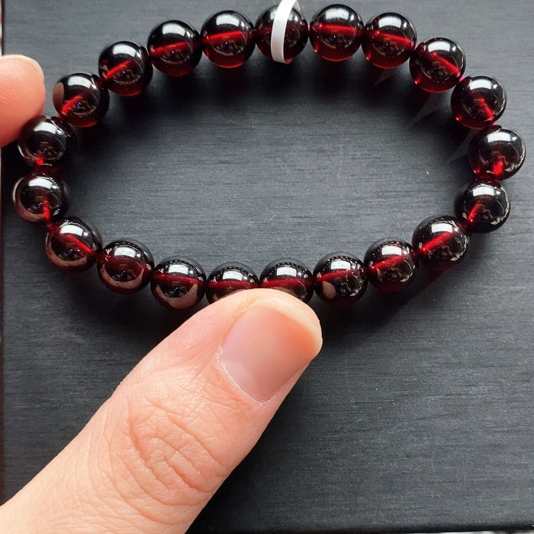 石榴石手链未镶嵌9.5mm特价净体酒红