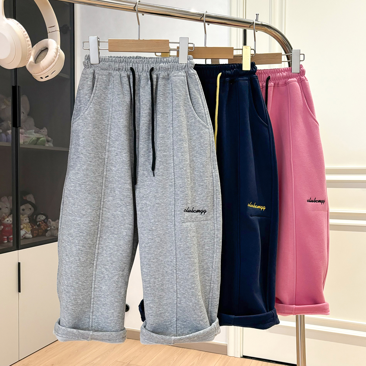 加厚加绒裤子女童休闲裤时尚冬季男休闲裤百搭宽松中大童香蕉裤