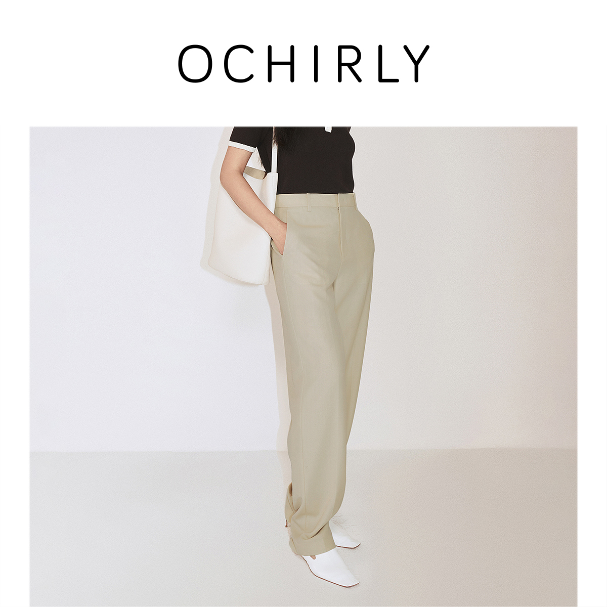 【0360】欧时力 羊毛精纺呢西装长裤女直筒阔腿通勤2024秋季新品