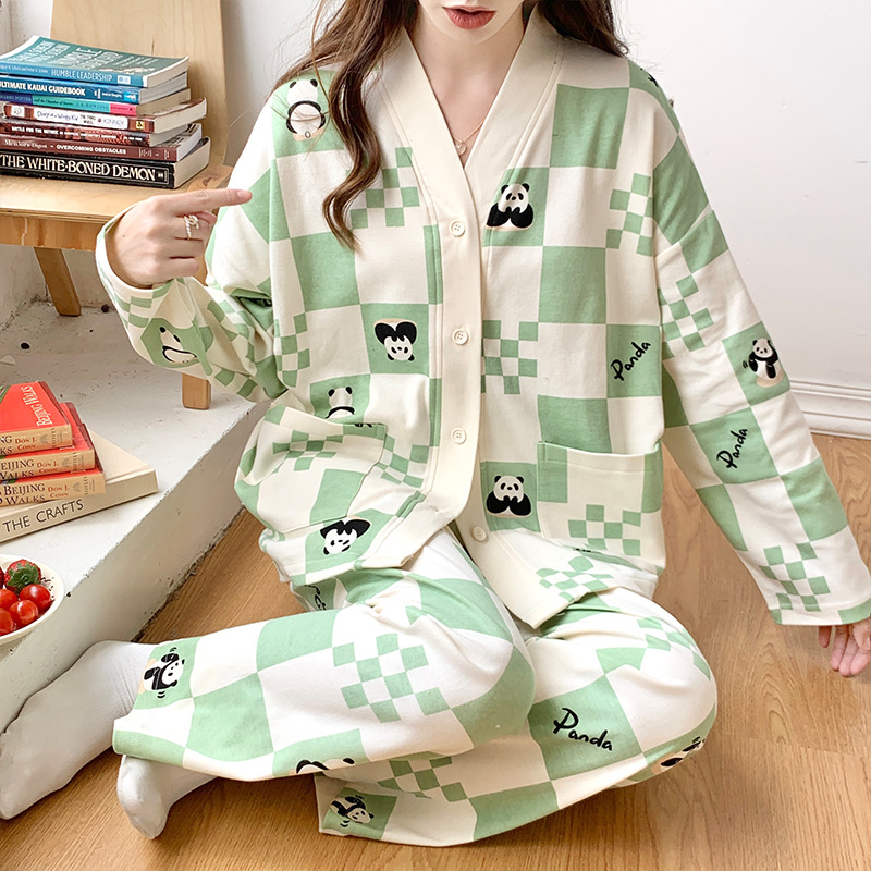 2025年新品爆款睡衣女款春秋季开衫长袖家居服可爱卡通可外穿套装