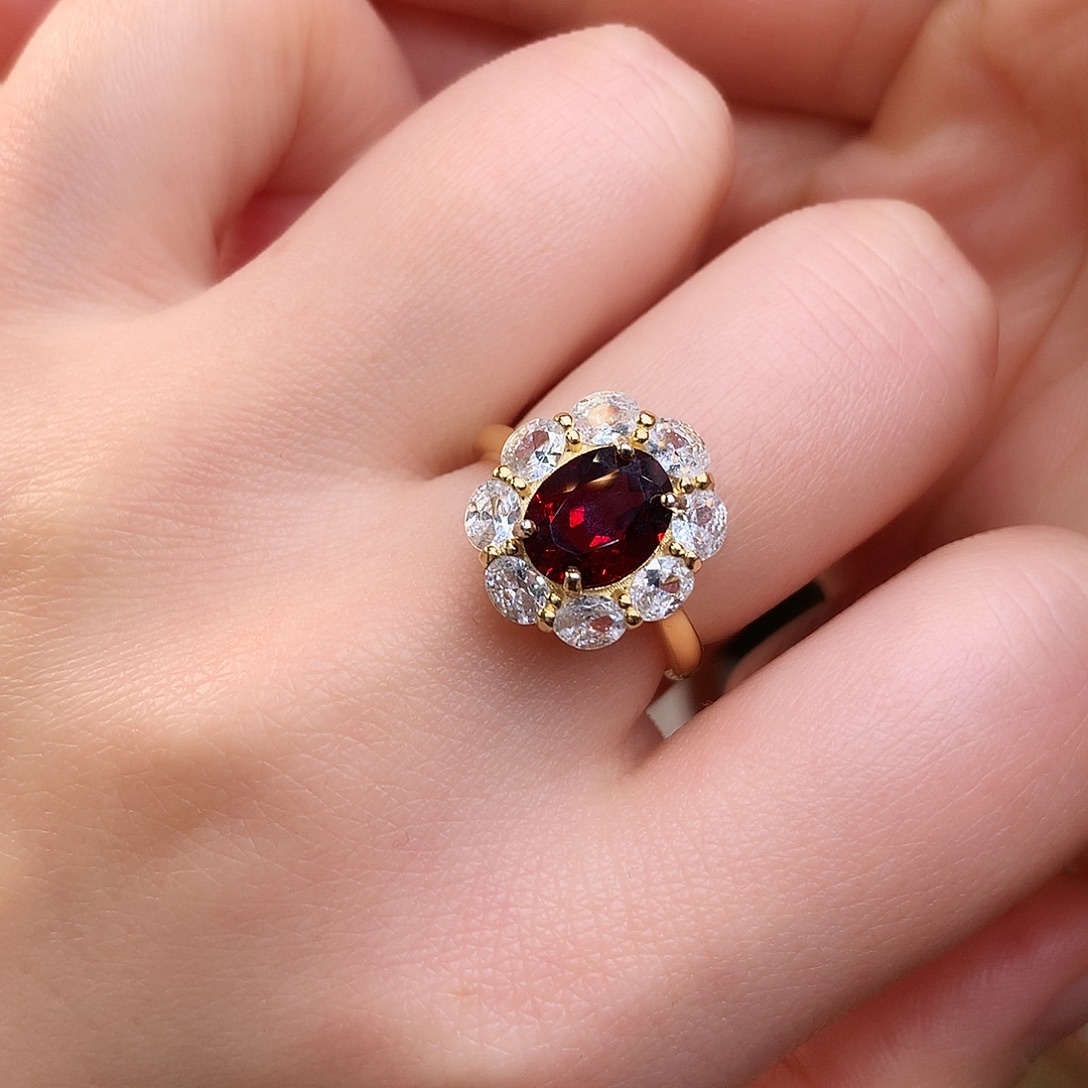 银S925镶嵌戒指石榴石20-5