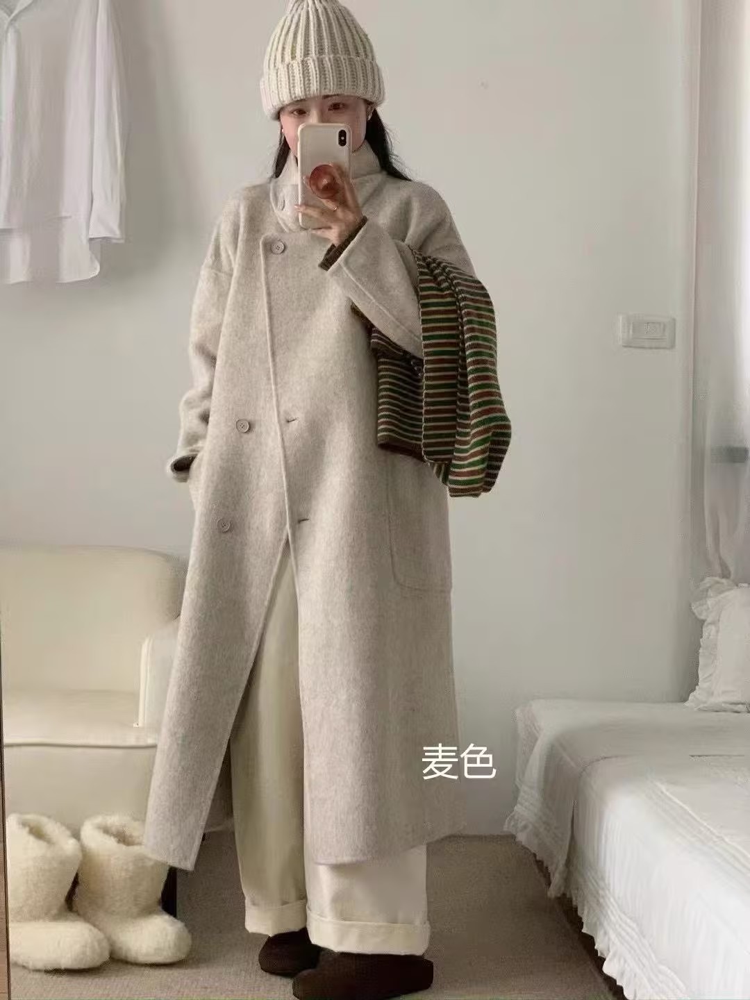 纪念日百货法式秋冬长款立领中长款毛呢外套百搭大衣159347612