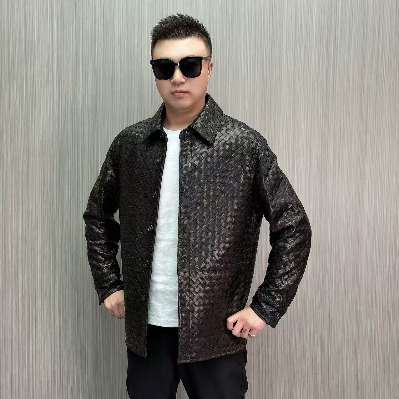 【39601】秋冬新款 高奢定制 时尚大气 手工编织 男士皮衣