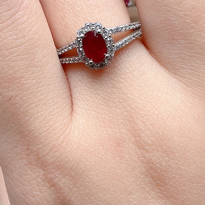 红宝石银S925镶嵌戒指