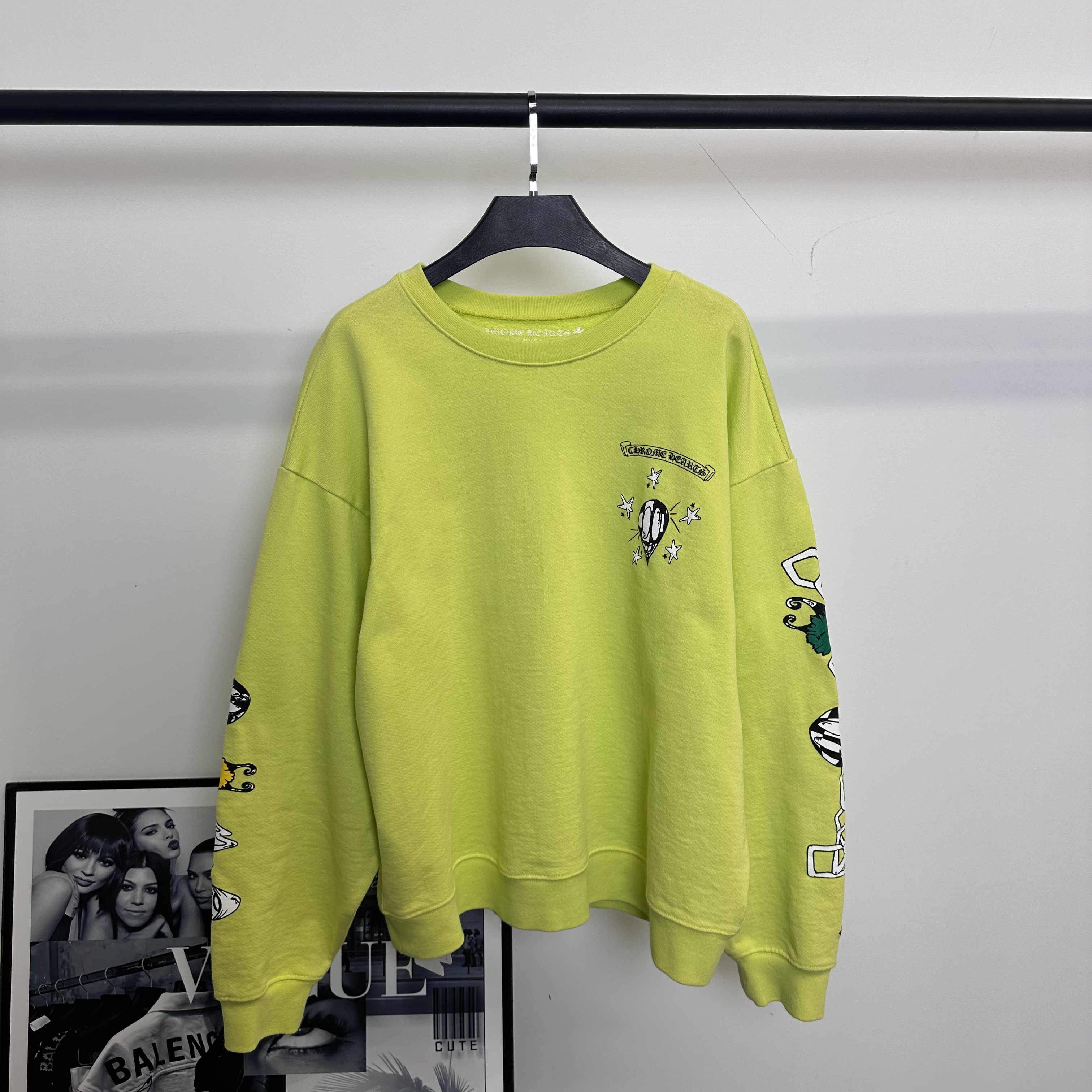 全新未使用 Chrome Hearts/克罗心 涂鸦印花圆领长袖卫衣/XL码