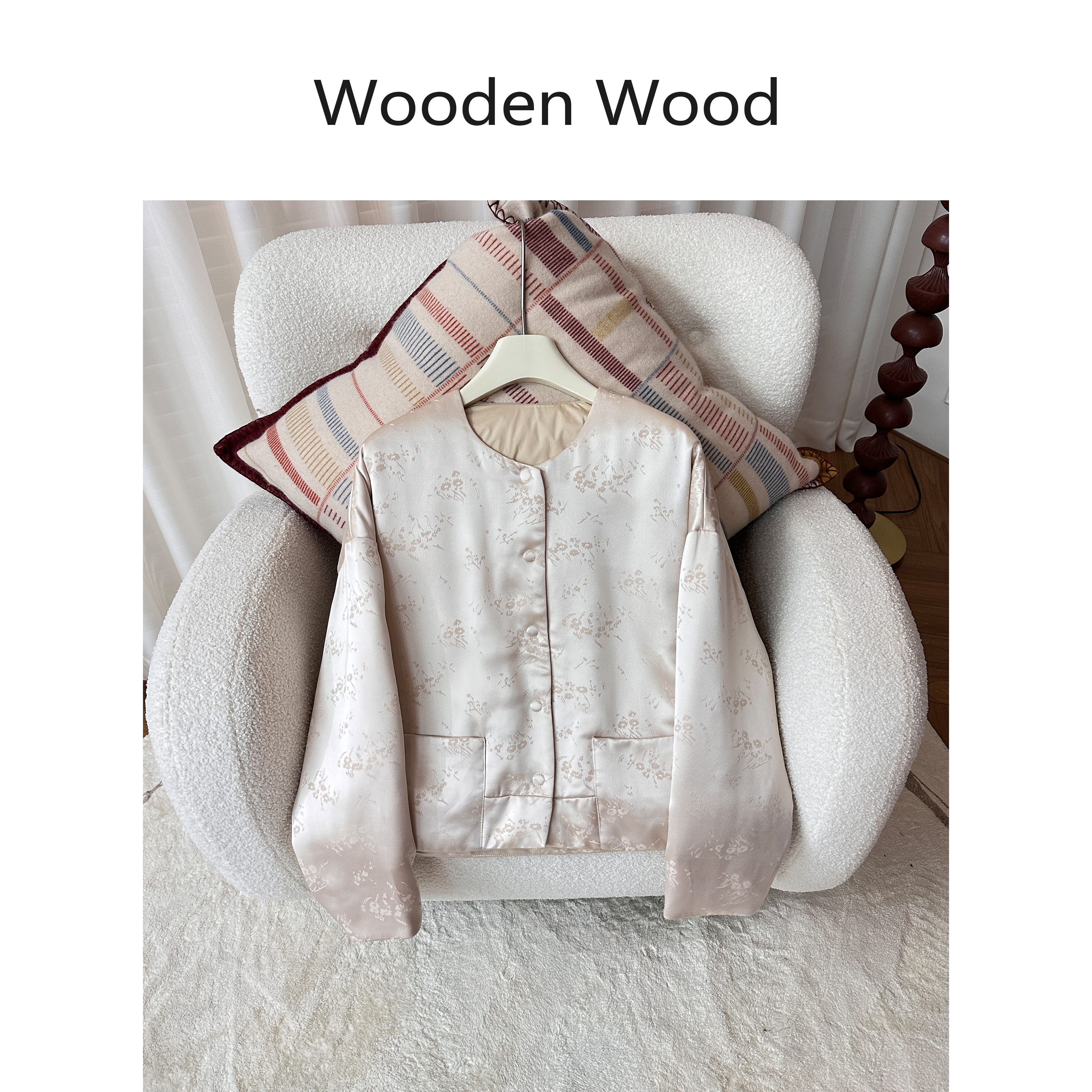 Wooden Wood“天鹅织羽”中式设计感提花百搭保暖鹅绒外套P25504