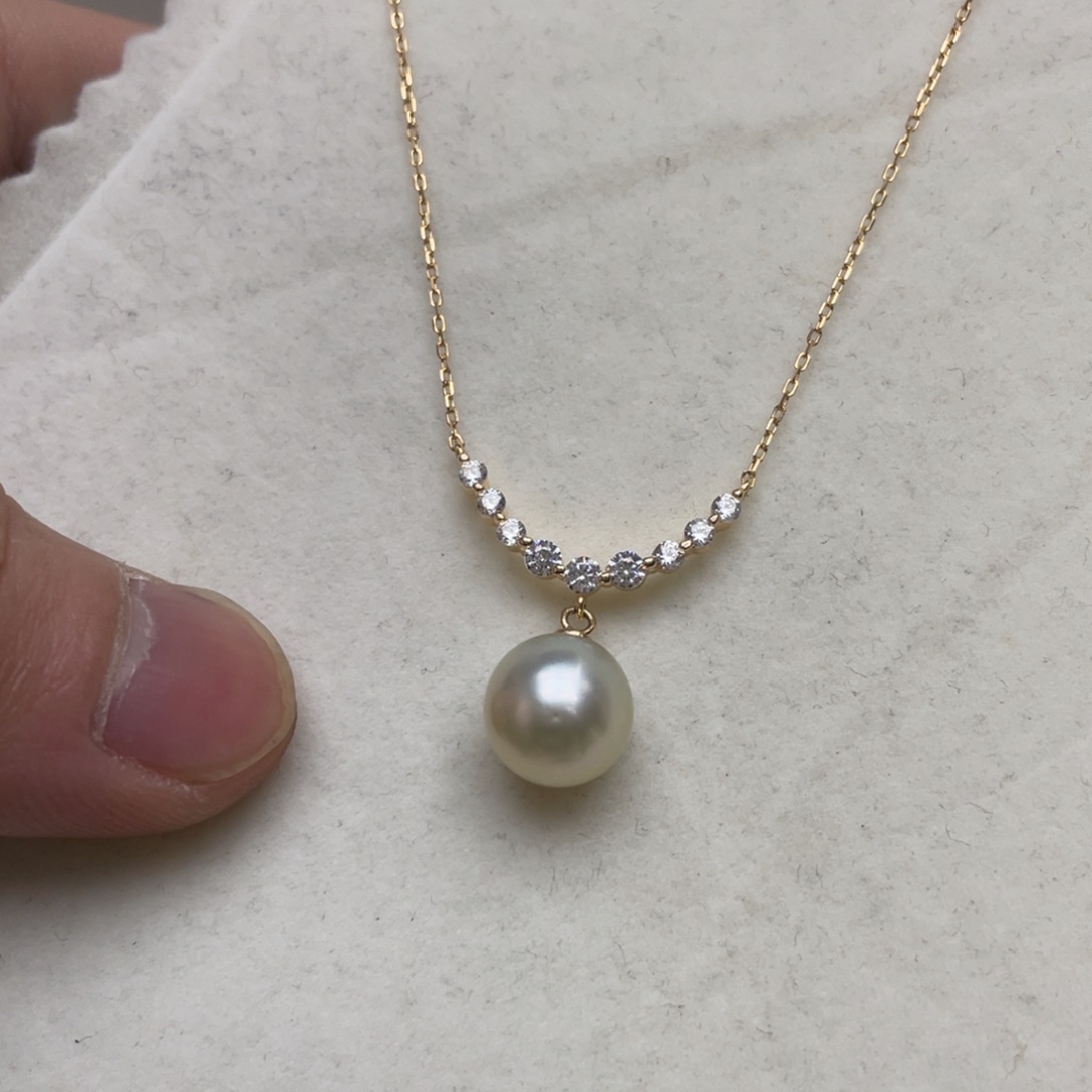 项链银S925镶嵌海水珍珠