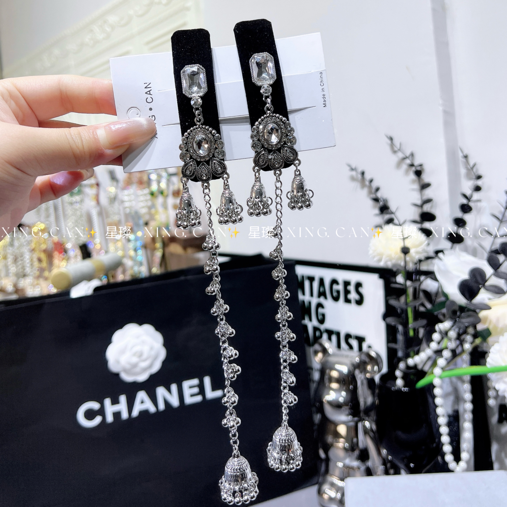 发夹民族风奢华女边夹简约头饰欧美复古满钻镶钻银色长款饰品