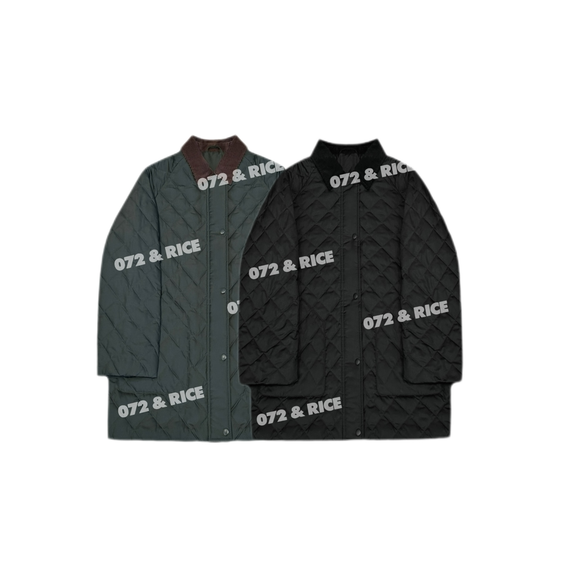 072 & RICE【黑绿】秋冬羊毛混纺平纹布白鹅绒外套 MU0511