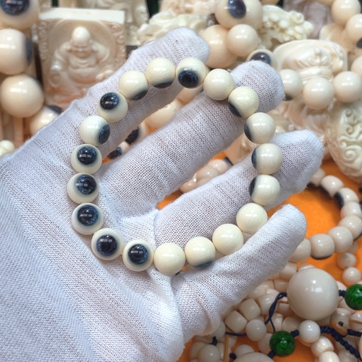 鸿***猛犸象牙手串/手链/手镯1.0蓝眼睛