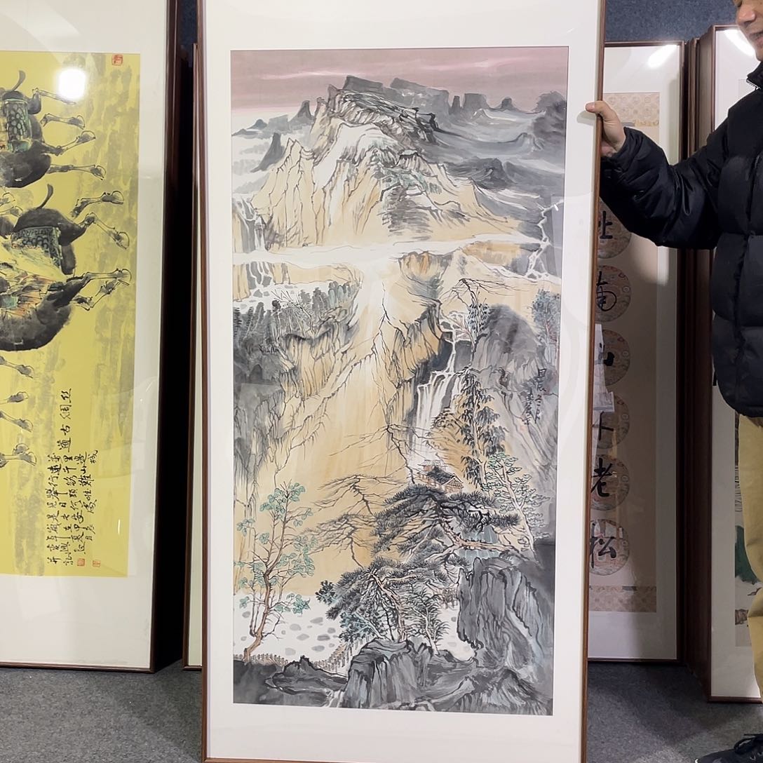 国画手绘画作品带框