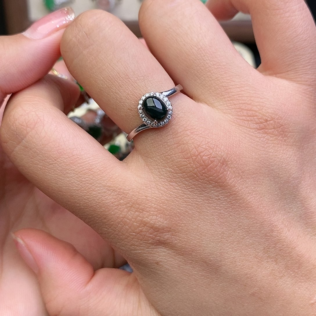 翡翠银S925镶嵌戒指