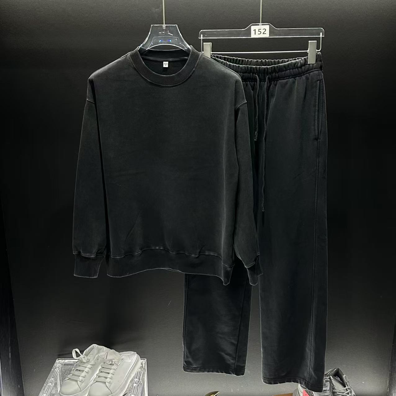 做旧常规款400g长款高腰休闲运动套装针织潮流冬季秋季