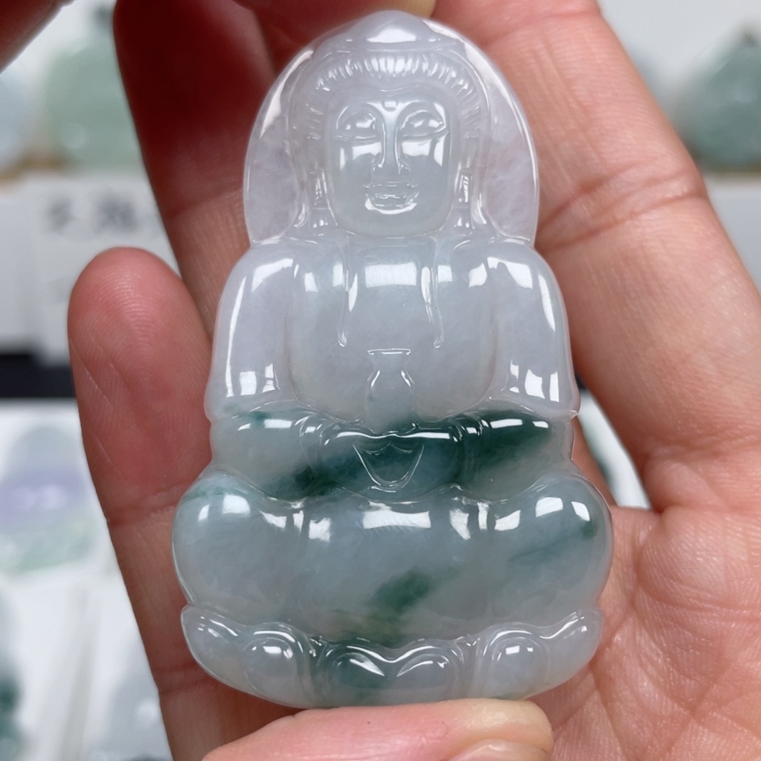 翡翠颈饰未镶嵌天然翡翠A货观音125号