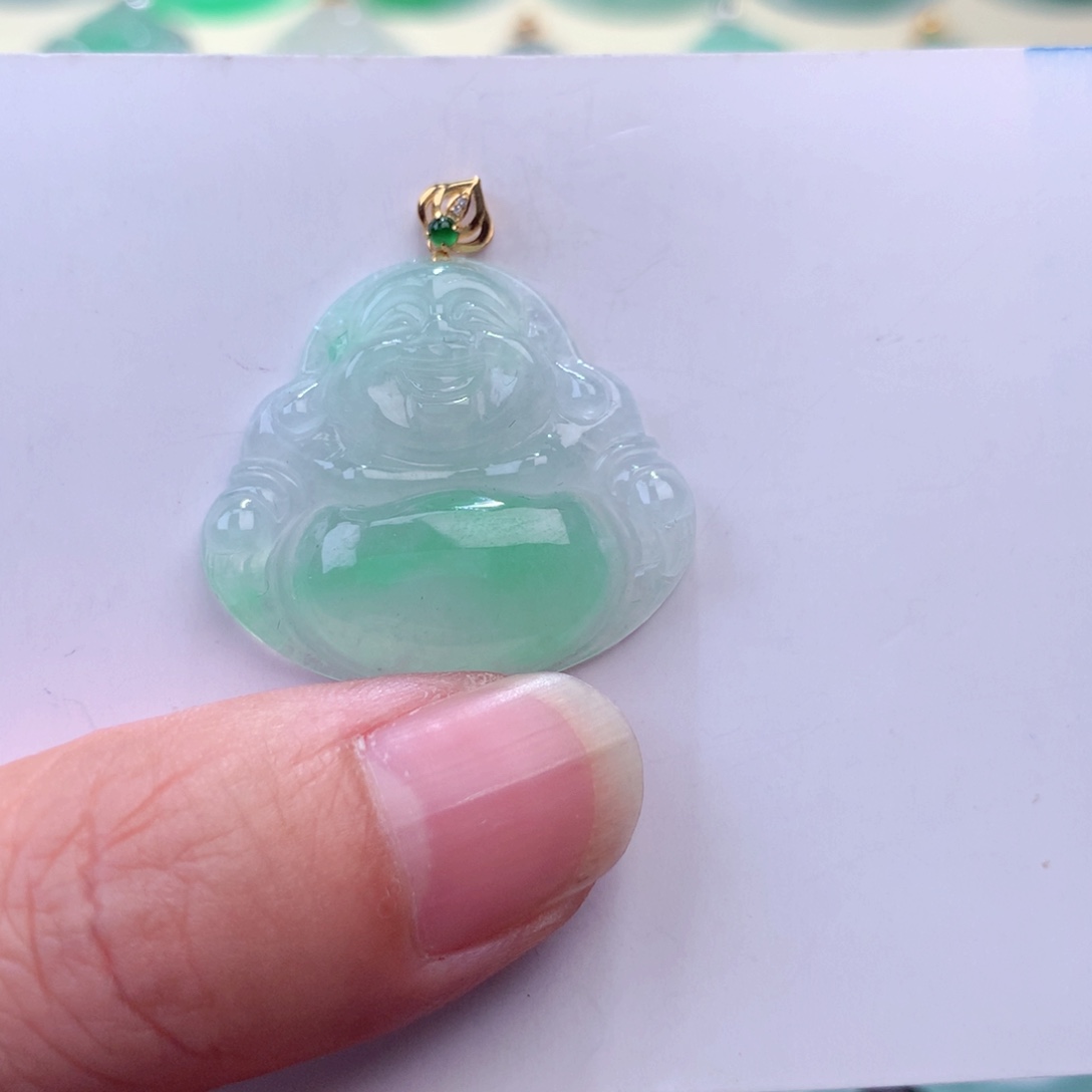 翡翠吊坠(不含链)18K金镶嵌