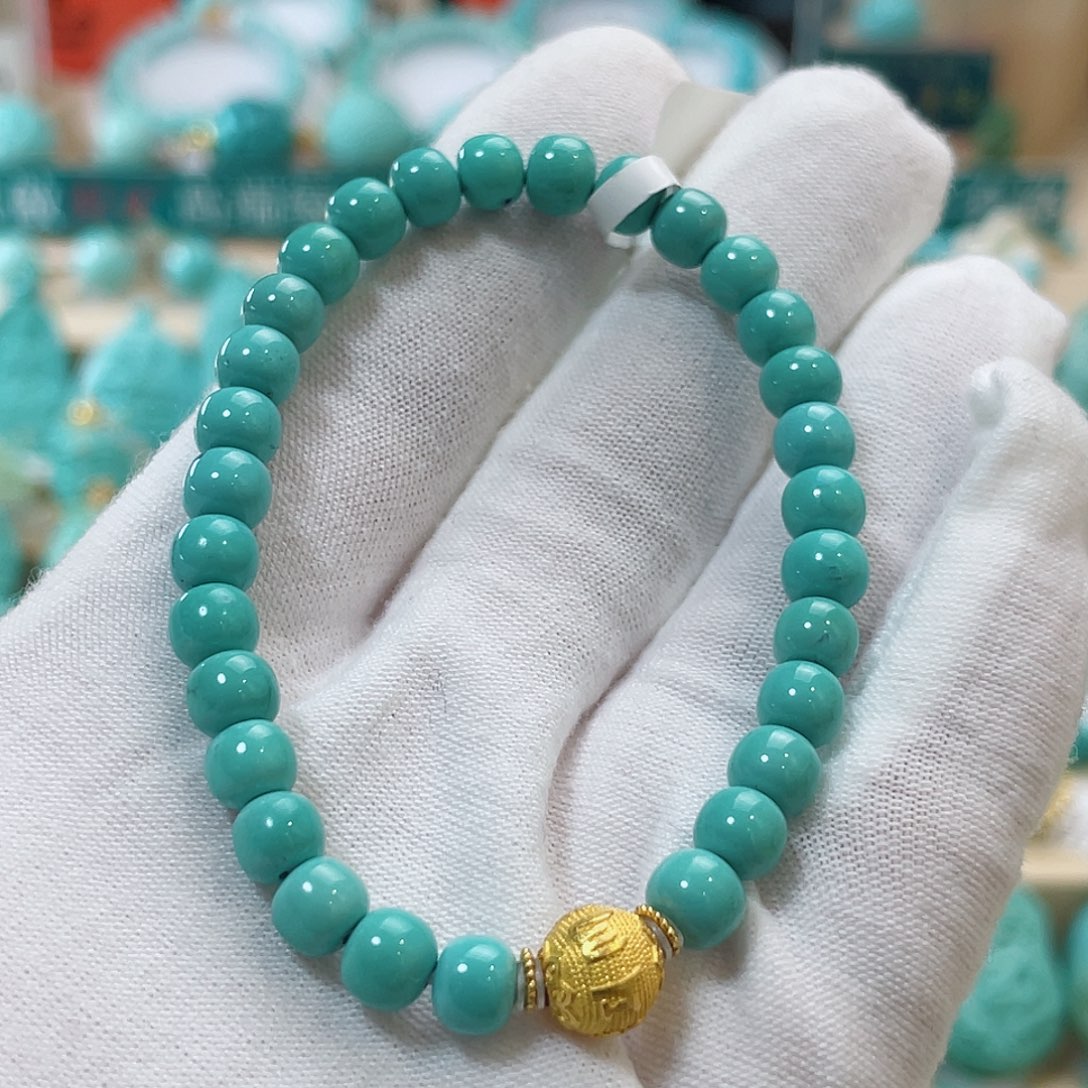 绿松石珠宝奇石18K金镶嵌