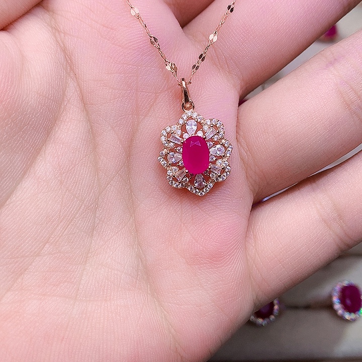 颈饰红宝石银S925镶嵌