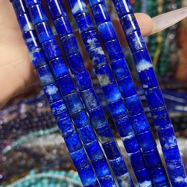 玛瑙/玉髓未镶嵌珠宝半成品天然青金卡6*7mm一条