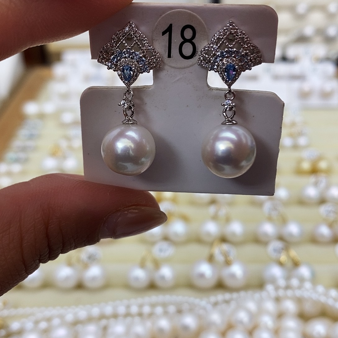 淡水珍珠耳饰银S925镶嵌