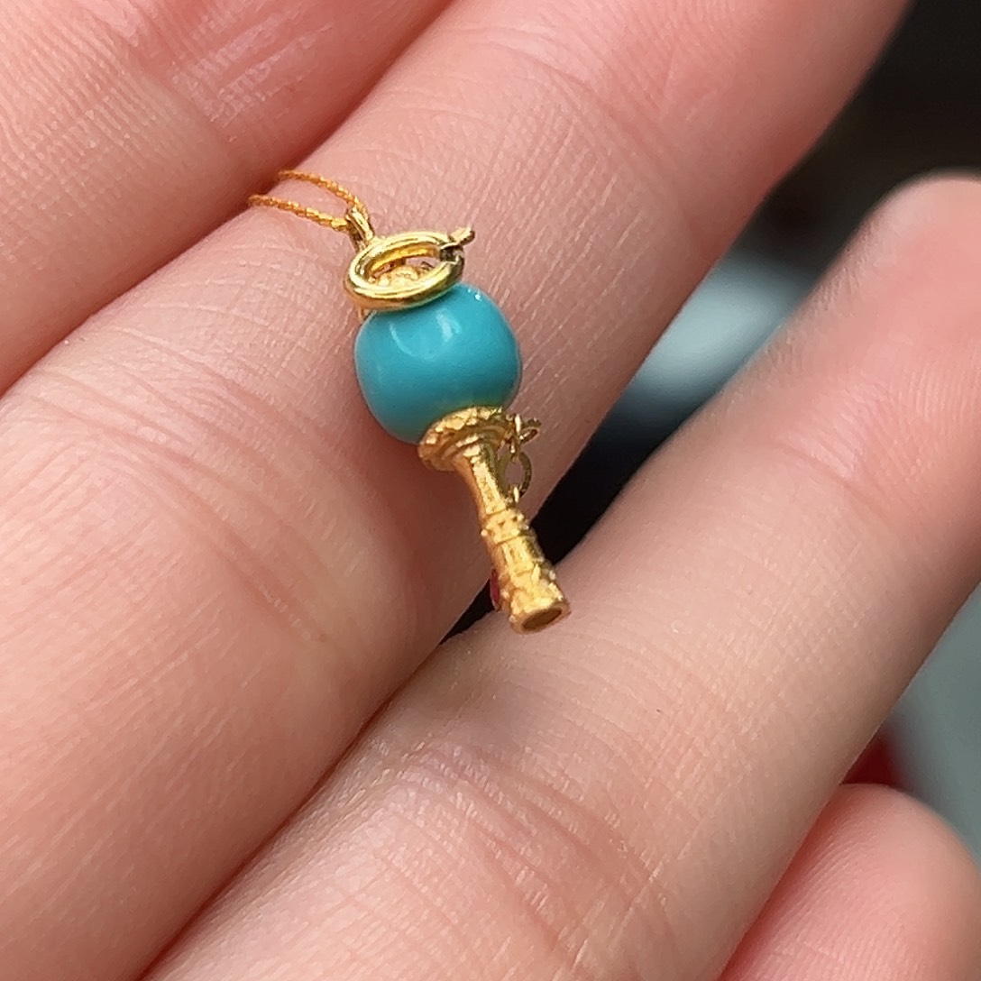 绿松石珠宝奇石18K金镶嵌