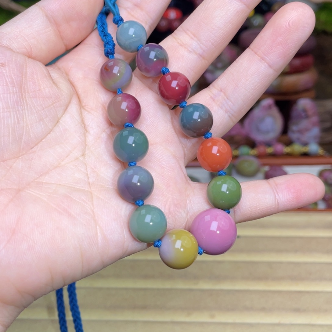 玛瑙/玉髓珠宝半成品未镶嵌北***北盐源玛瑙光珠项链