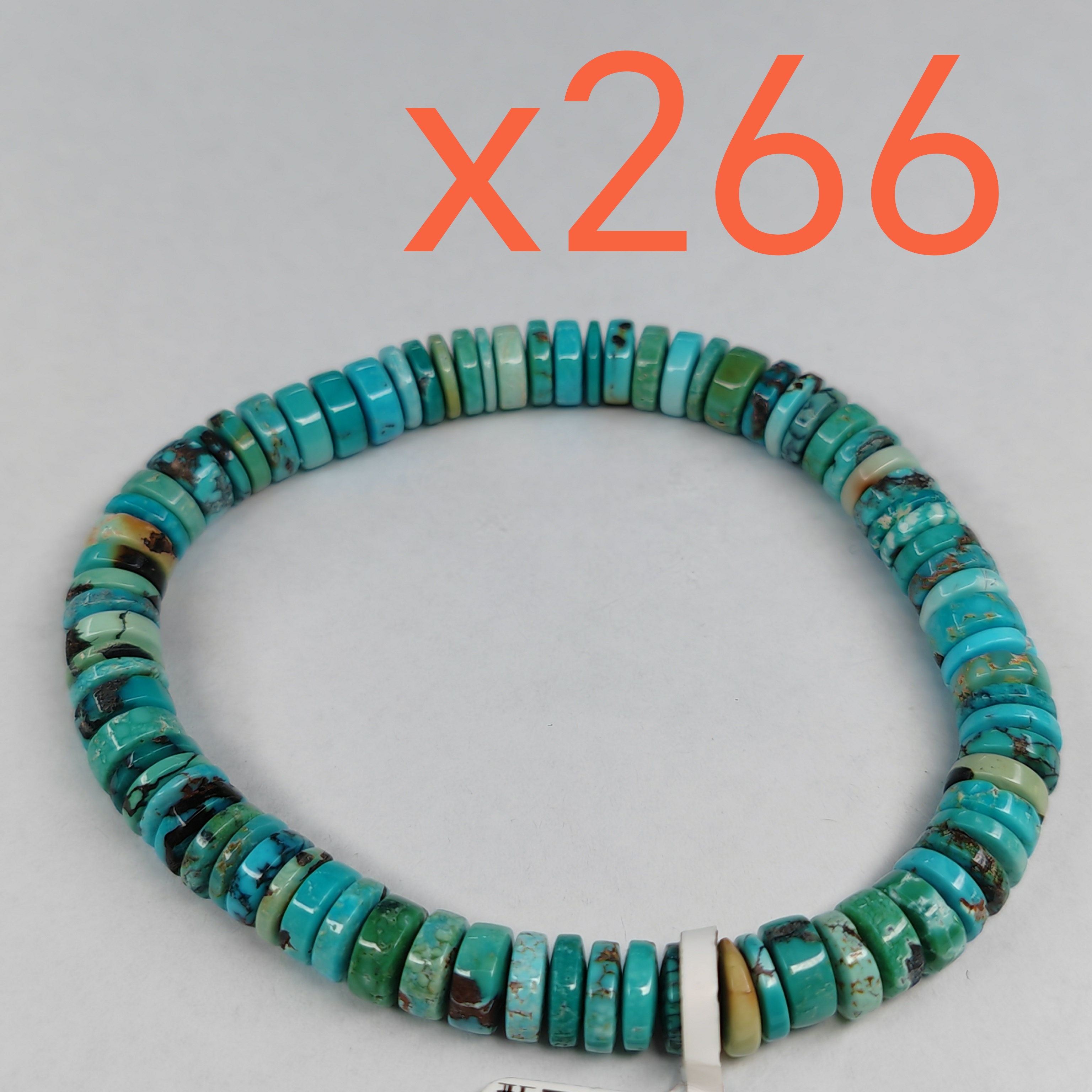 x266原矿绿松石直切手串，整体品相好，成品直切工艺，混合色系