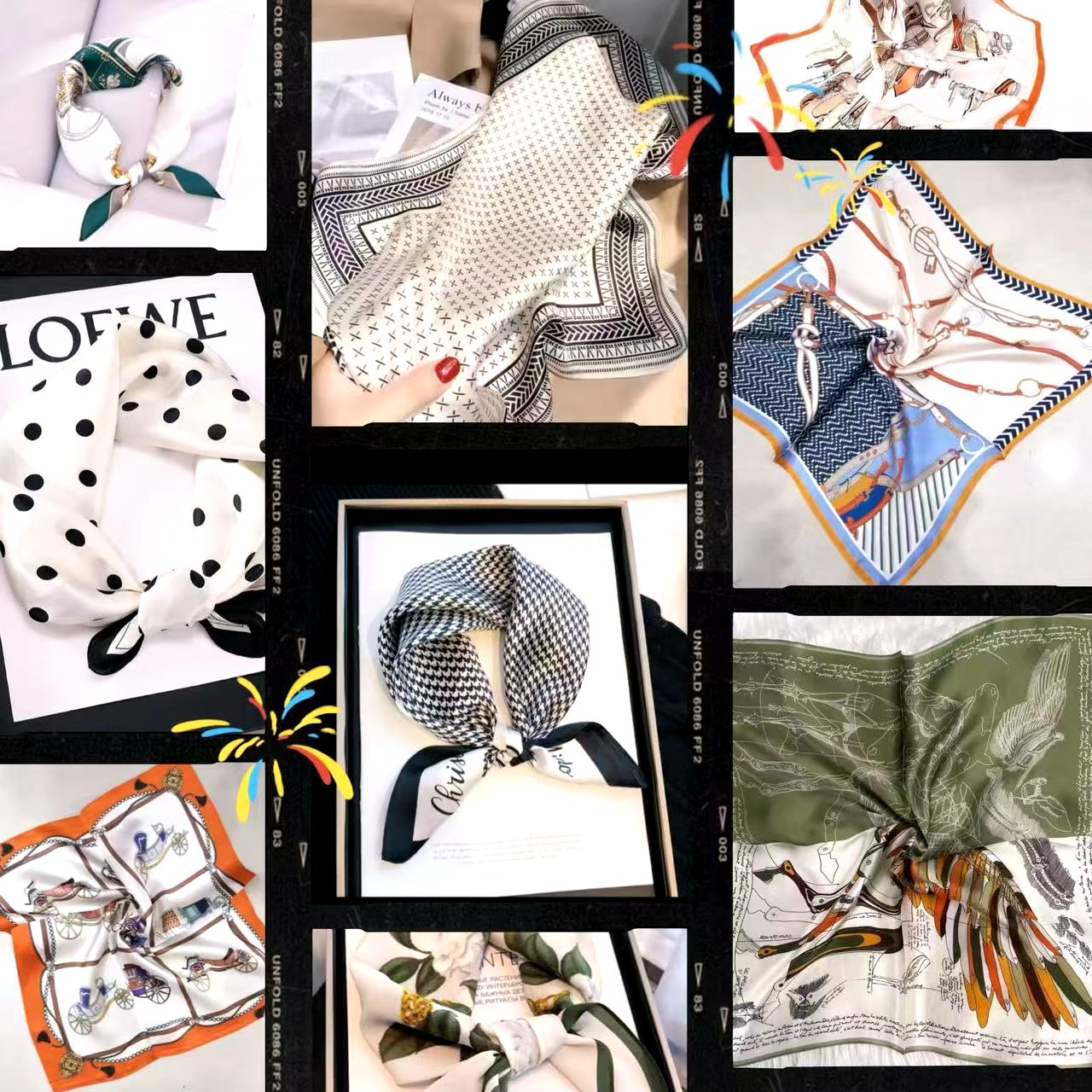 新款桑蚕丝丝巾 小方巾 飘带丝巾 围巾披肩大方巾长巾