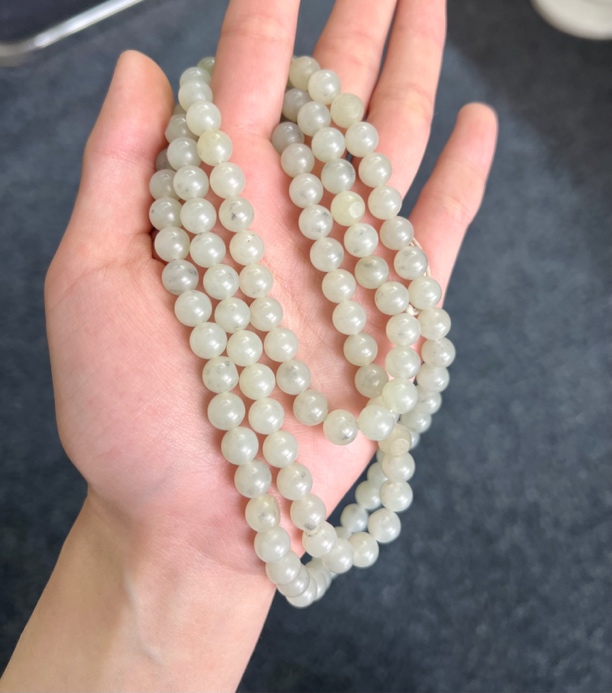 和田玉新疆青花卡8 108珠链项链