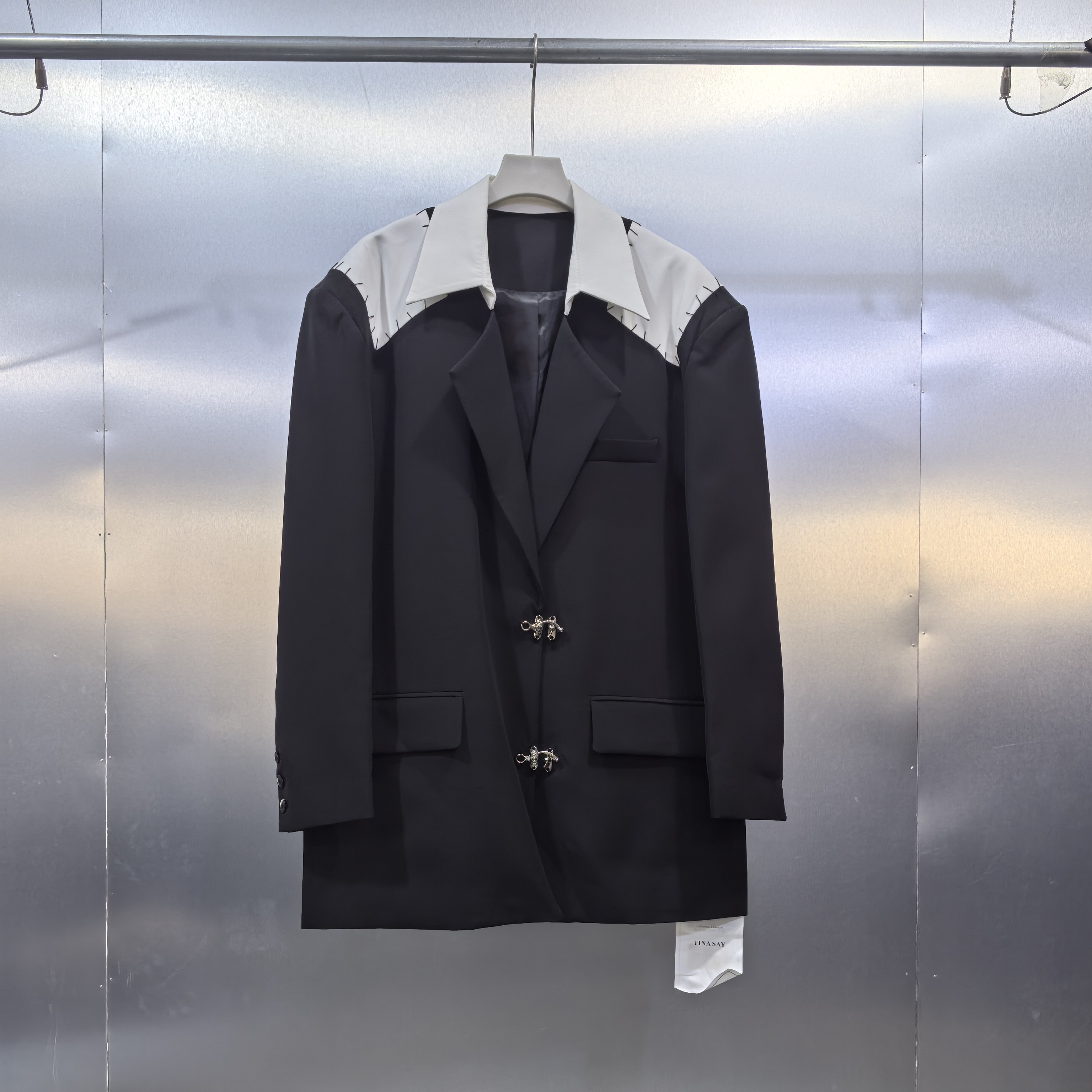 X01-121705-TIN春秋款潮流拼接小众设计感休闲西服外套