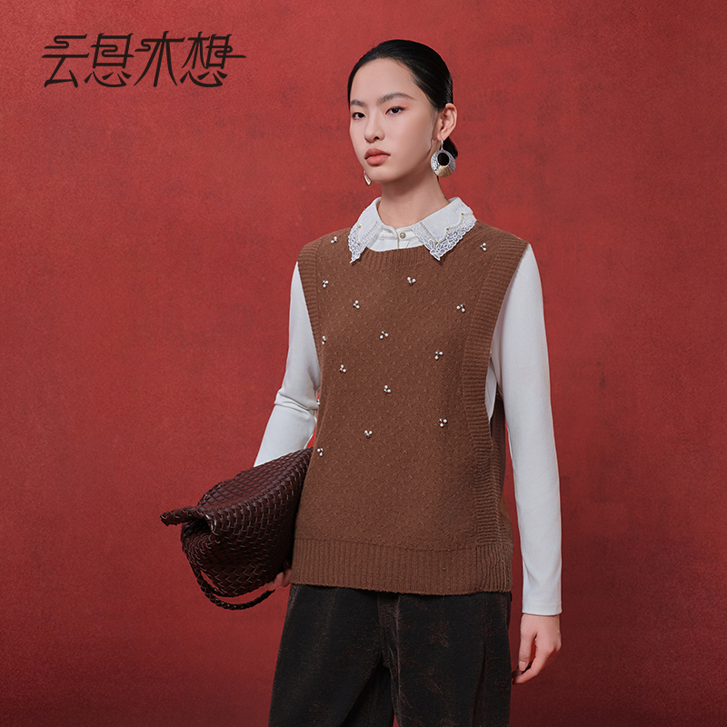 Ysimo-X云思木想 云绒月暖 新款圆领无袖套头100羊毛马甲14319