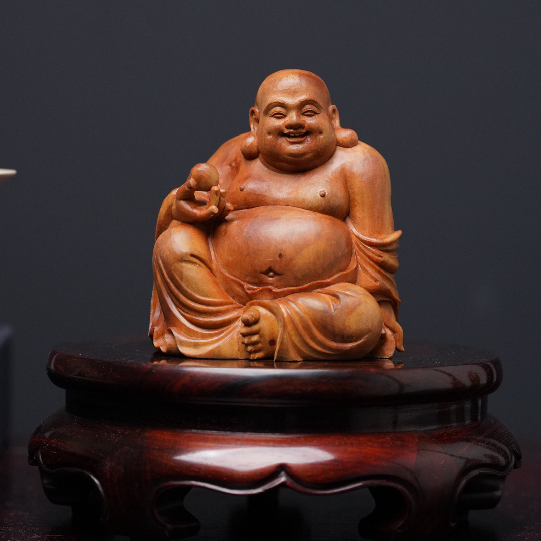 开心弥勒 适合玄关客厅办公室摆放笑佛手工